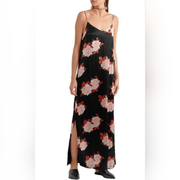 Ganni Dresses & Skirts - GANNI Floral-print Satin Maxi Slip Dress Size 40 US Size 8